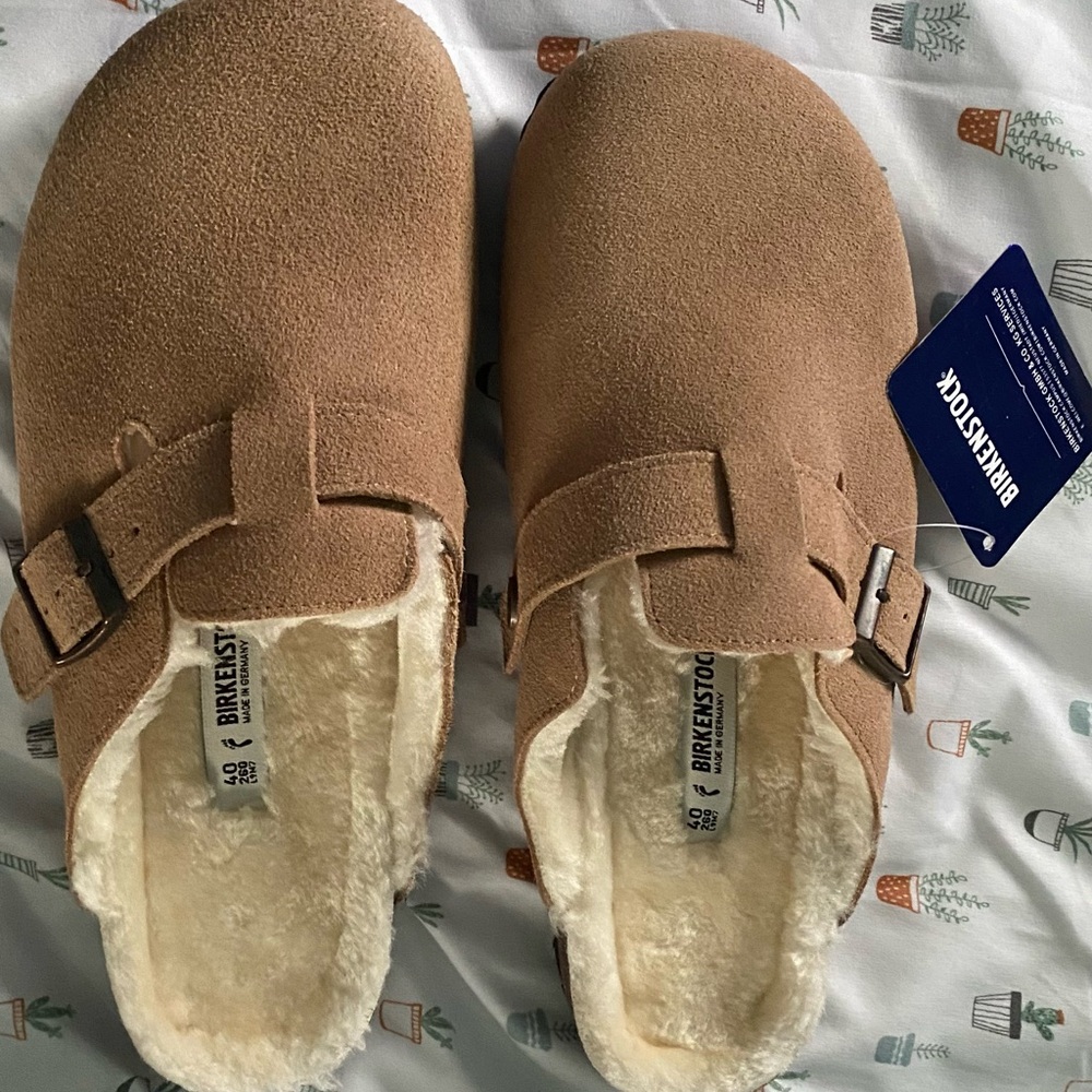 Birkenstock Tan Suede Clogs